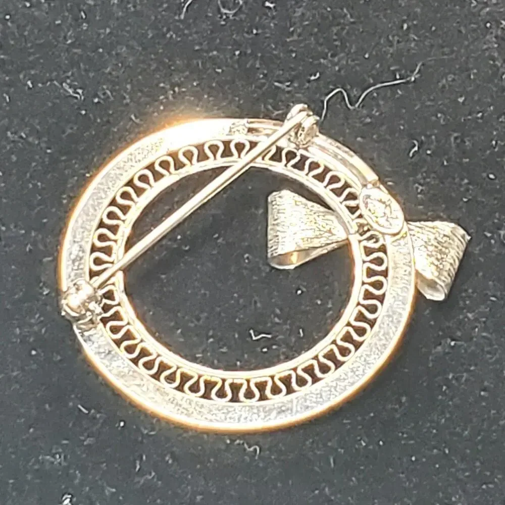 Star Art Sterling Bow Open Work Round Brooch 1.25
